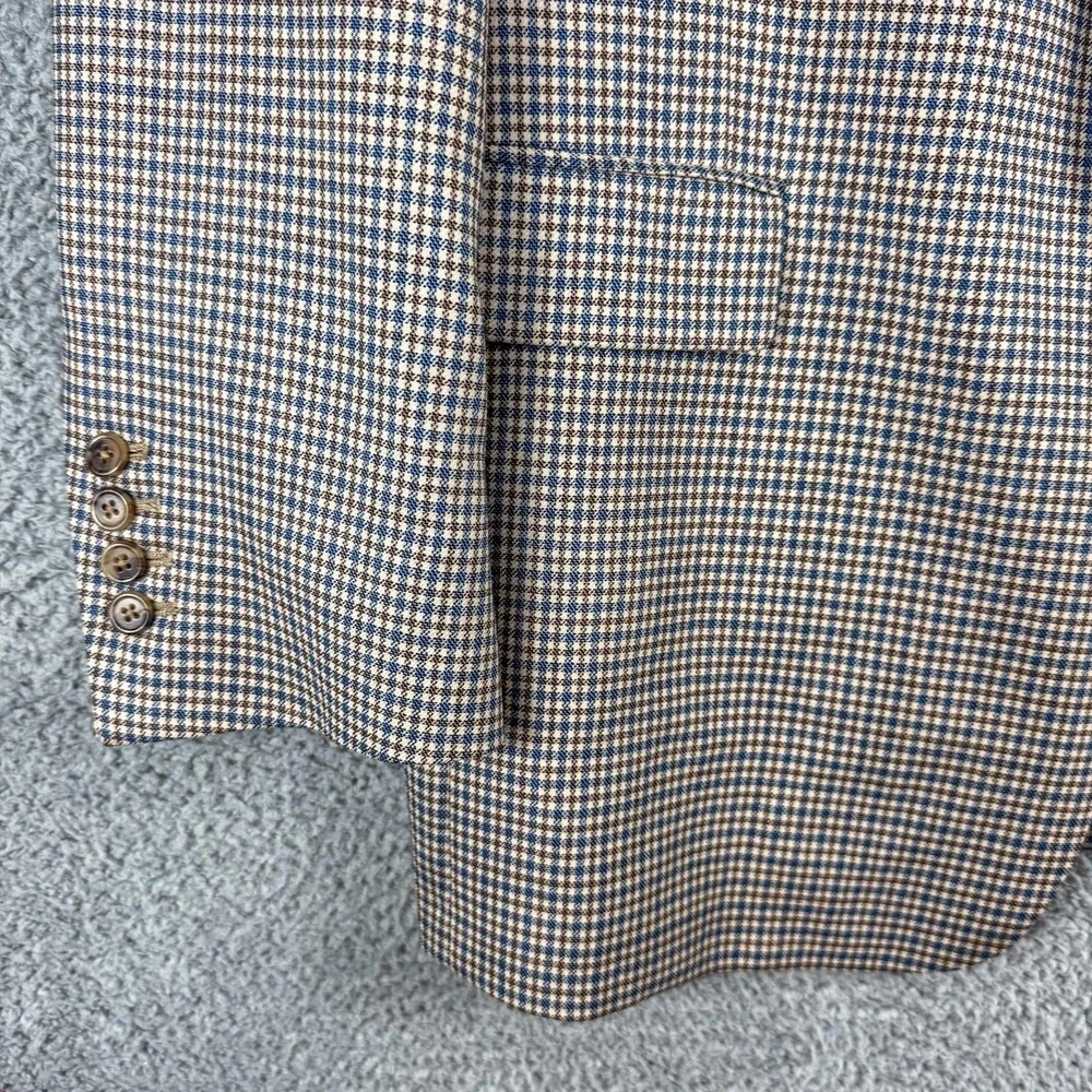 Austin Reed Blazer Mens 44R Blue‎ Brown Check Wool Sport Coat Made USA Dillard's